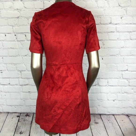 Zara Trafaluc Dress Wrap Red Faux Suede Size XS - Picture 4 of 8
